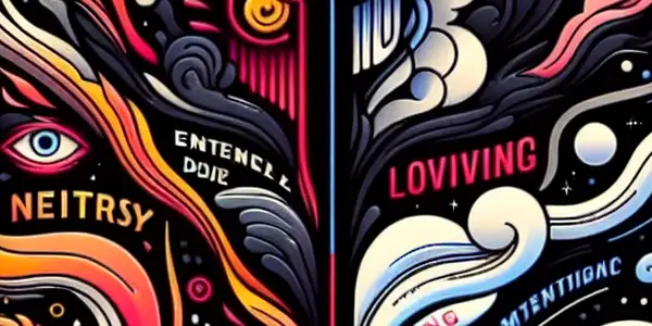 A split scene showcasing passionate intensity on one side and gentle serenity on the other, reflecting emotional duality.