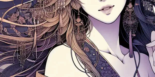 A captivating anime-style female character in a dreamy, enchanting environment, embodying allure and adult themes.