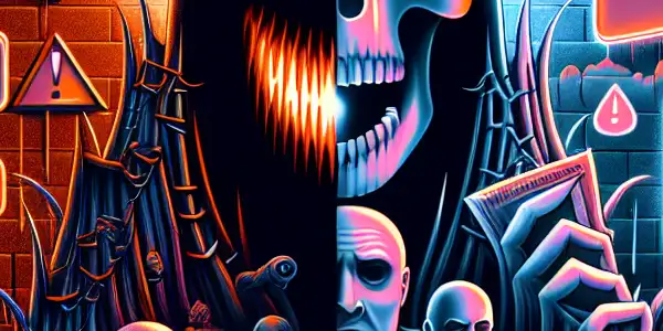 A split scene contrasting risky, chaotic access to adult content with a safe, inviting digital environment featuring security symbols.